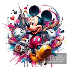 12 PNG Mickey Mouse Splash and Watercolor Digital design PNG file for sublimation – High Resolution -Instant Digital PNG Download