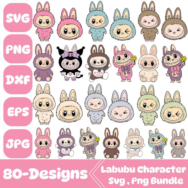 Labubu Designs Svg Png Bundle, Svg, Labubu Png Svg, Vector Digital File for Cricut, Laser Cut Labubu, Instant Download, Labubu Character Png