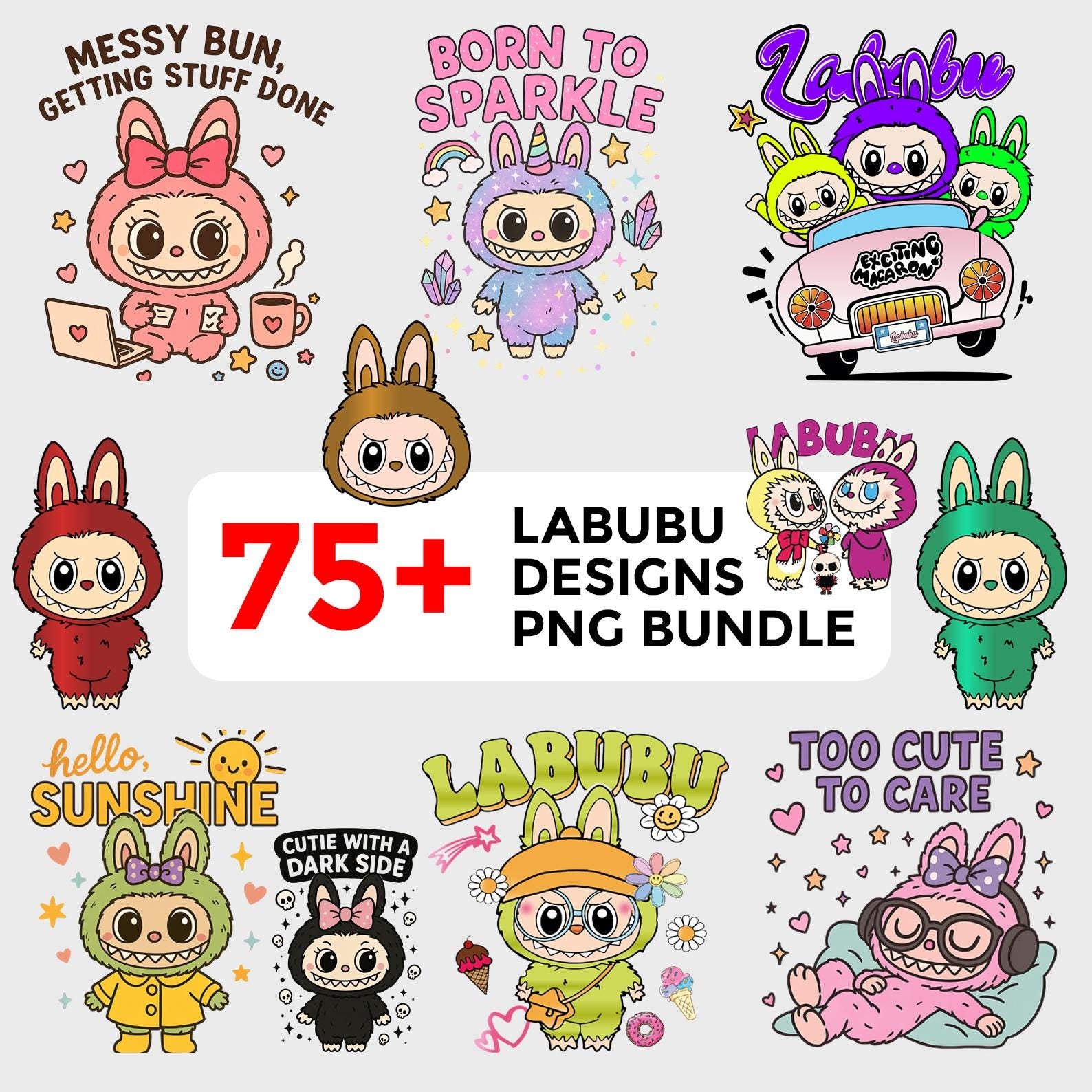 80 Labubu Design PNG Bundle | Kawaii Cute Digital Stickers |cute labubu png | labubu figures Art | labubu download | Labubu PNG Clipart