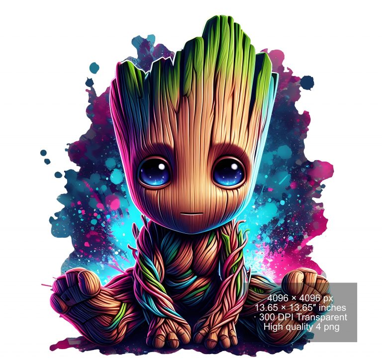 8 PNG Watercolor splash Baby Groot png Digital images for printing, T-Shirts, Groot Print High Resolution-Instant Digital Download
