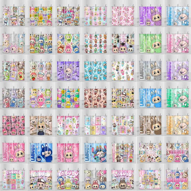 100+ Labubv Monster Doll 20oz Tumbler Wrap Png Bundle, Cute Doll Png, Straight And Tapered Tumbler Wrap Png, Cartoon Character Png