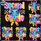 Preppy Pre-K To 4th Grade, Cartoon Pastel Bow Png, Cartoon First Day Of School Design, Blue Alien Back To School PNG Bundle, Cute School PNG