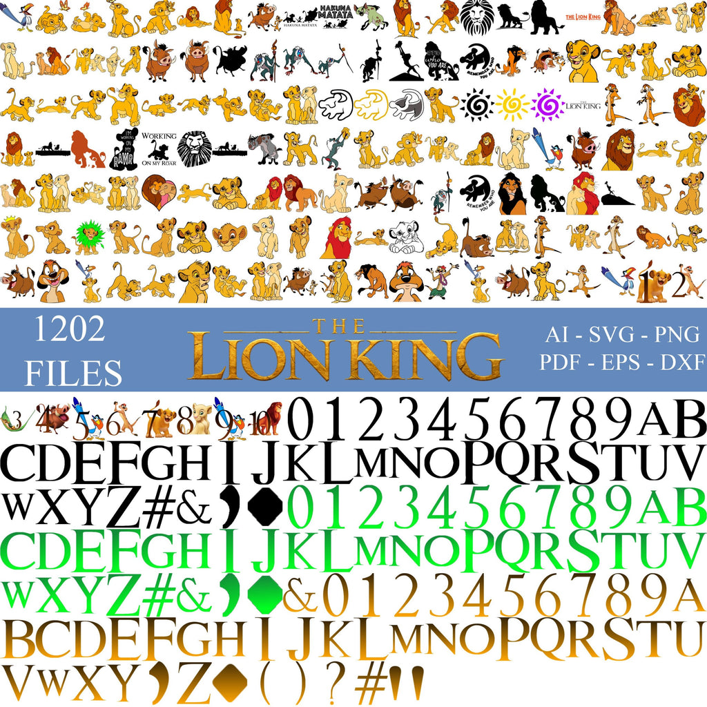 1202 Files Lion King SVG Bundle, Simba Svg Files for Cricut, Lion King Png, Hakuna Matata Svg for Shirts, Layered Svg Files Instant Download