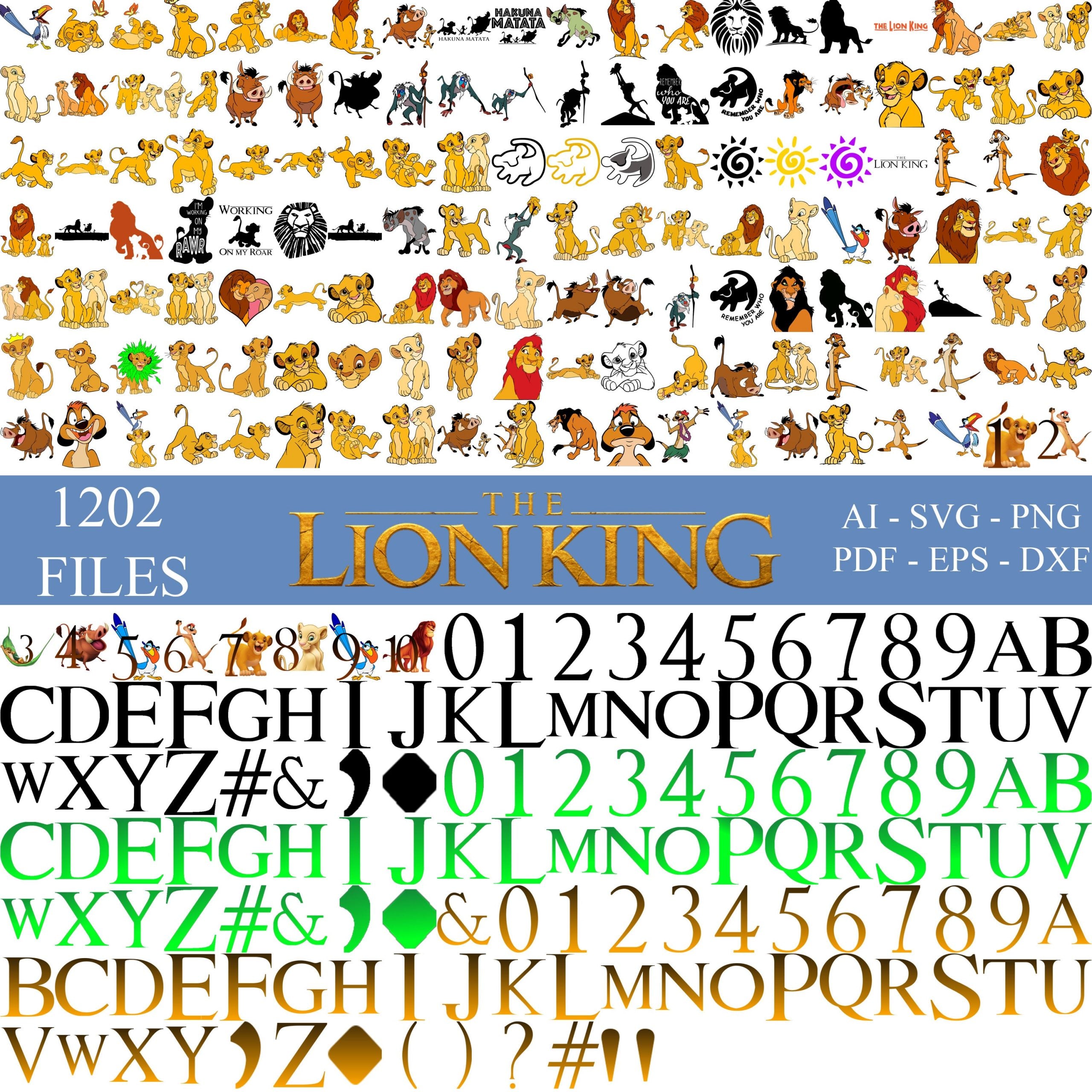 1202 Files Lion King SVG Bundle, Simba Svg Files for Cricut, Lion King Png, Hakuna Matata Svg for Shirts, Layered Svg Files Instant Download