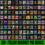 200+ Italian Brainrot Homage Png Bundle, Italian Brainrot Shirt Design, Bombardino Crocodilo Png, Tralalero Tralala,Tung Tung Tung Sahur Png