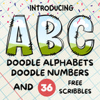 Canva Frame Doodle Alphabet UPPERCASE and Numbers, Editable Canva Letters template Custom Fill Pattern Digital Downloads