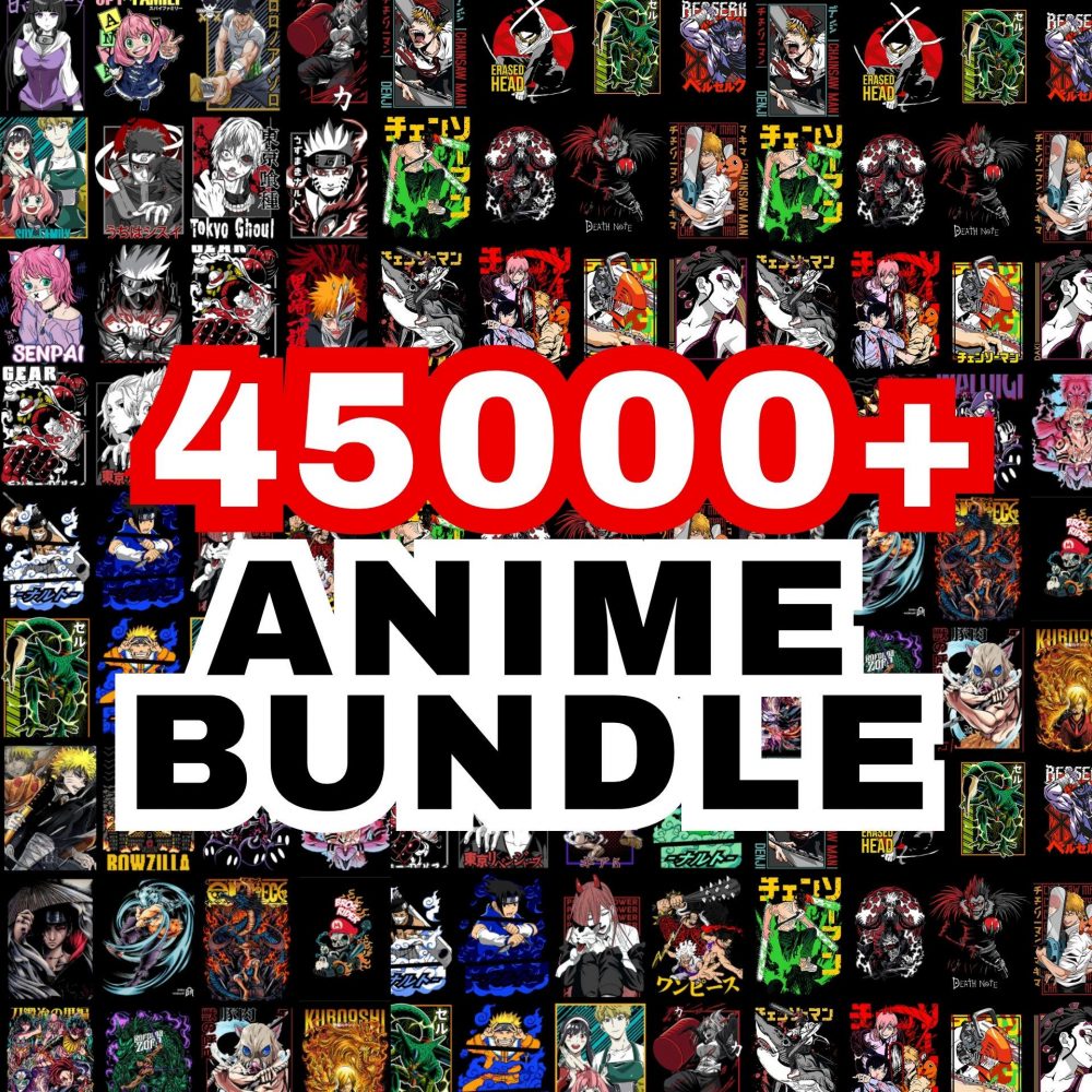 45000+ Anime Design Bundle with CLEAR Background, Perfect for Print on Demand,T-Shirt Hoddies Anime PNG, Mega Pack Anime Designs