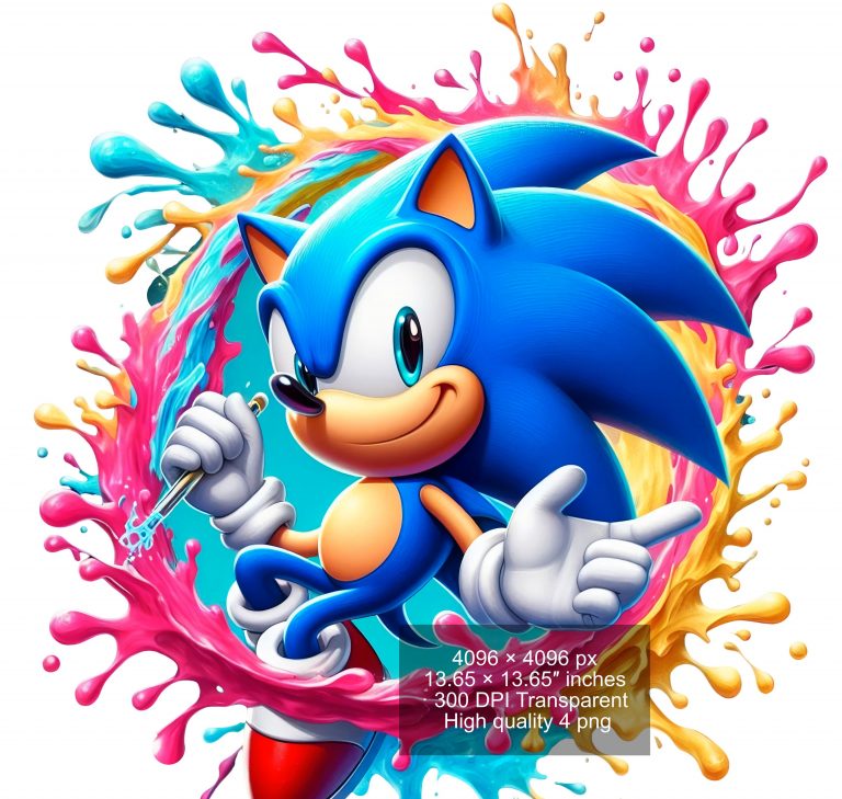 8 PNG Sonic the Hedgehog Splash and Watercolor Digital design PNG file for sublimation – High Resolution -Instant Digital PNG Download