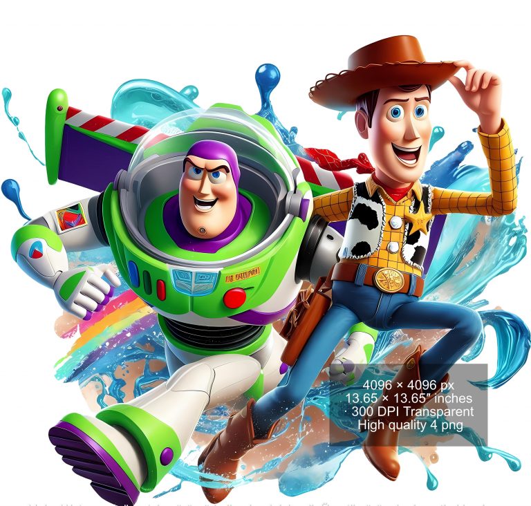 8 PNG Toy Story Splash and Watercolor Digital design PNG file for sublimation – High Resolution -Instant Digital PNG Download
