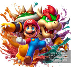 12 PNG Super Mario Splash and Watercolor Digital design PNG file for sublimation – High Resolution -Instant Digital PNG Download