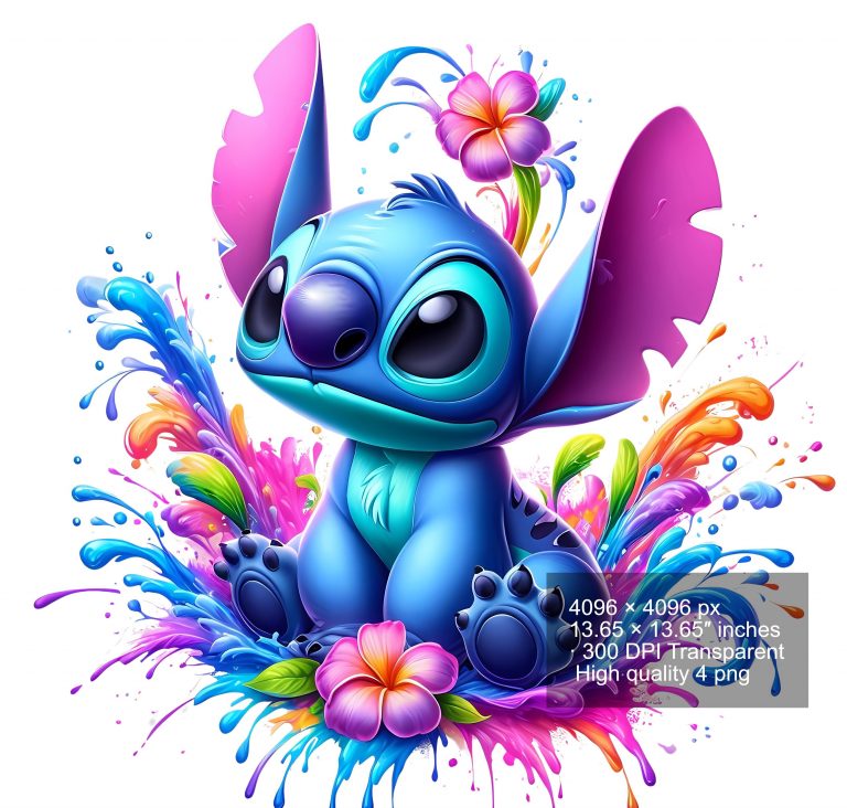 8 PNG Stitch Splash and Watercolor Digital design PNG file for sublimation – High Resolution -Instant Digital PNG Download