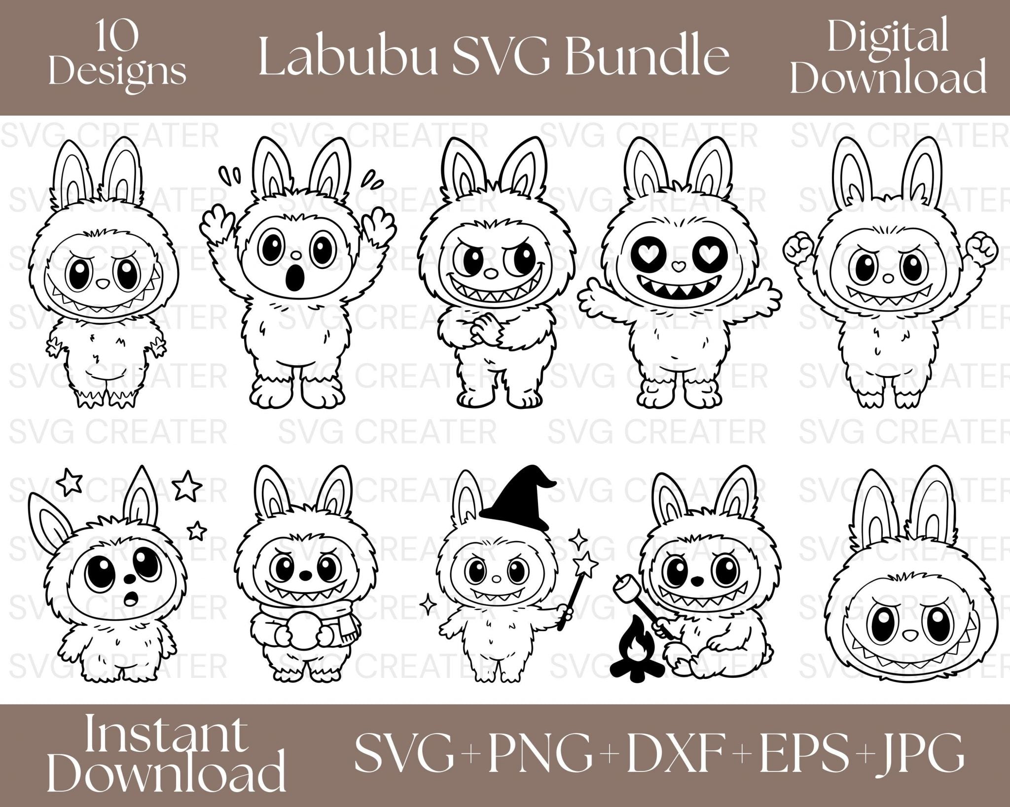 Labubu SVG Bundle \ Labubu Cut Files \ Cute Labubu SVG \ Labubu Sticker Svg\Labubu T-shirt \ Happy Labubu Svg \Labubu Themed Svg\ Labubu Svg