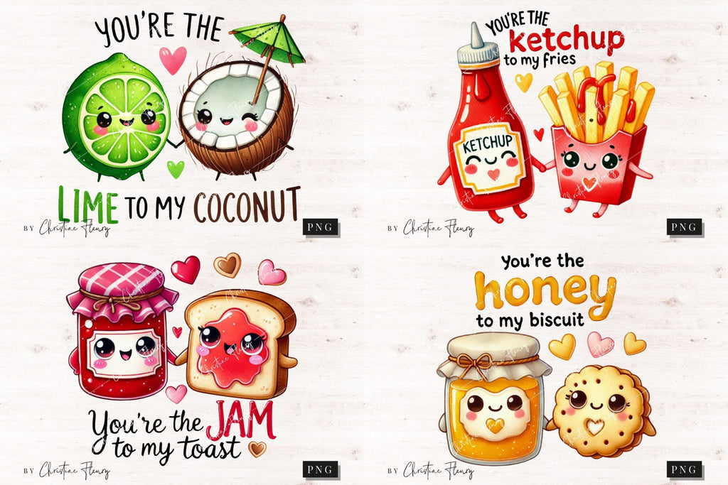 Food Pun Funny Valentine PNG Sublimation Bundle, Valentines Day PNG, Food Pun Png, Funny Couple Png, Corny Couple Gift Valentine Sublimation