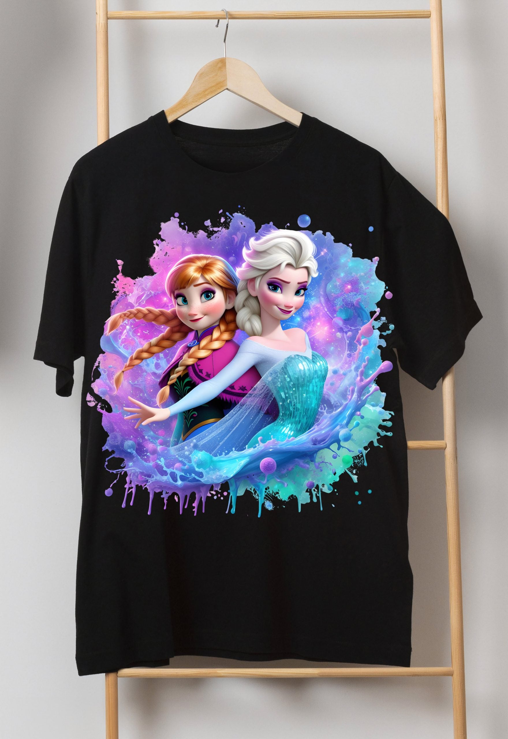 8 PNG Elsa and Anna Frozen Splash and Watercolor Digital design PNG file for sublimation – High Resolution -Instant Digital PNG Download