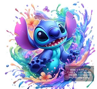 16 PNG Stitch Splash and Watercolor Digital design PNG file for sublimation – High Resolution -Instant Digital PNG Download