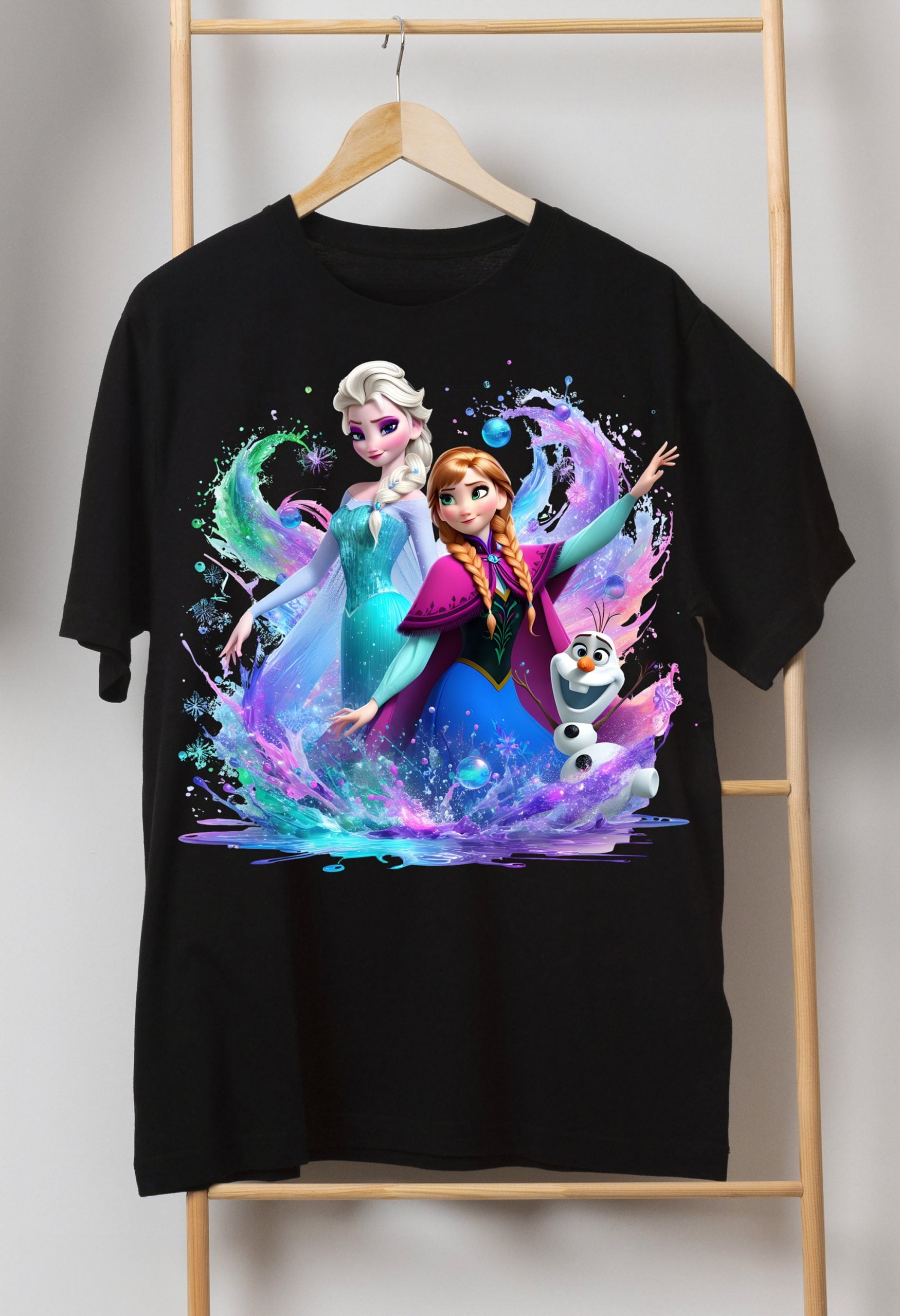 8 PNG Elsa and Anna Frozen Splash and Watercolor Digital design PNG file for sublimation – High Resolution -Instant Digital PNG Download