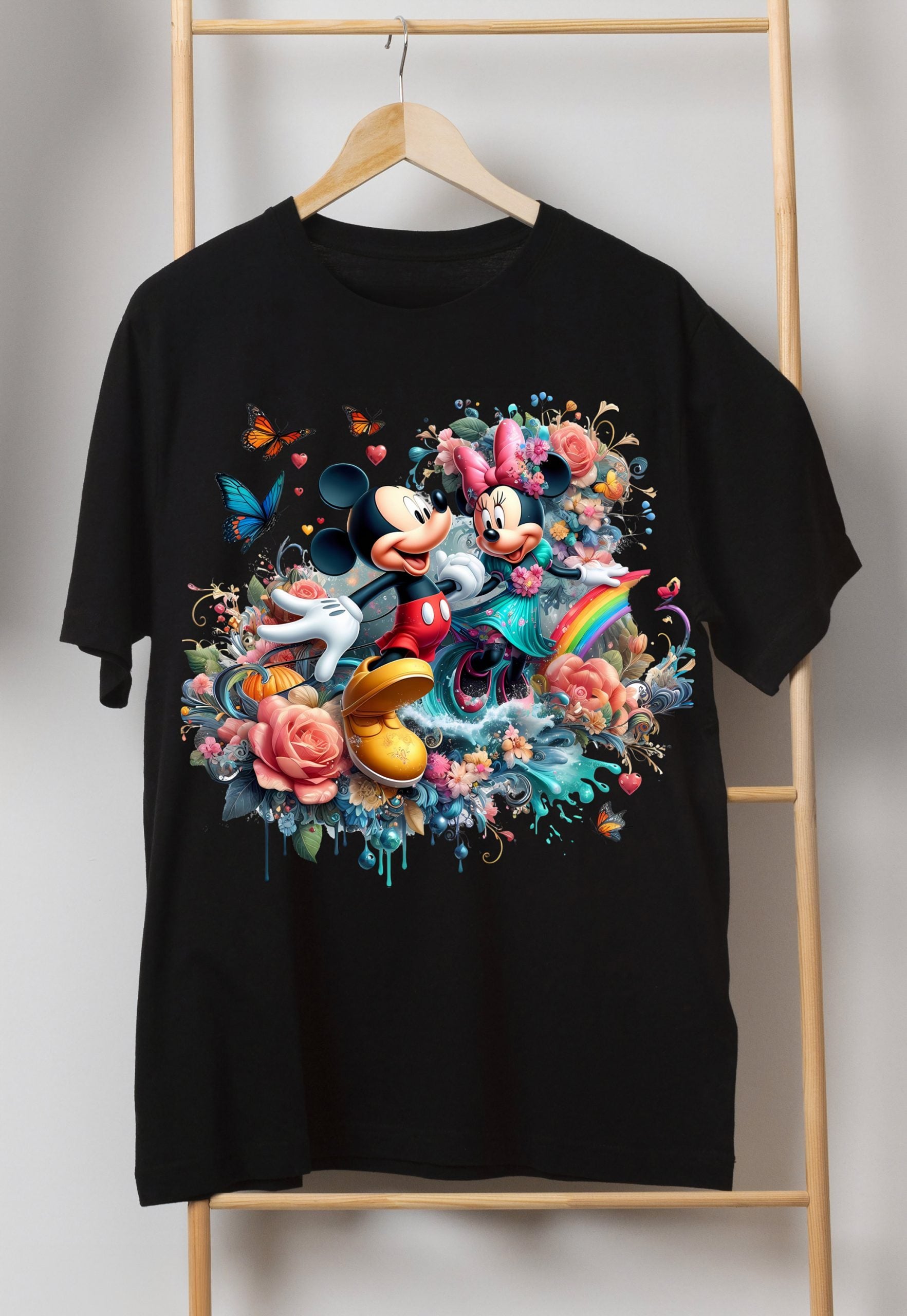 8 PNG Mickey Mouse and Minnie Splash and Watercolor Digital design PNG file for sublimation – High Resolution -Instant Digital PNG Download