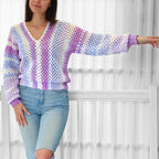 Crochet pattern- MILLIE Crochet sweater pattern PDF- Women crochet top pattern- 2 panels Crochet pullover sweater-Easy Granny sweater-XS-3XL