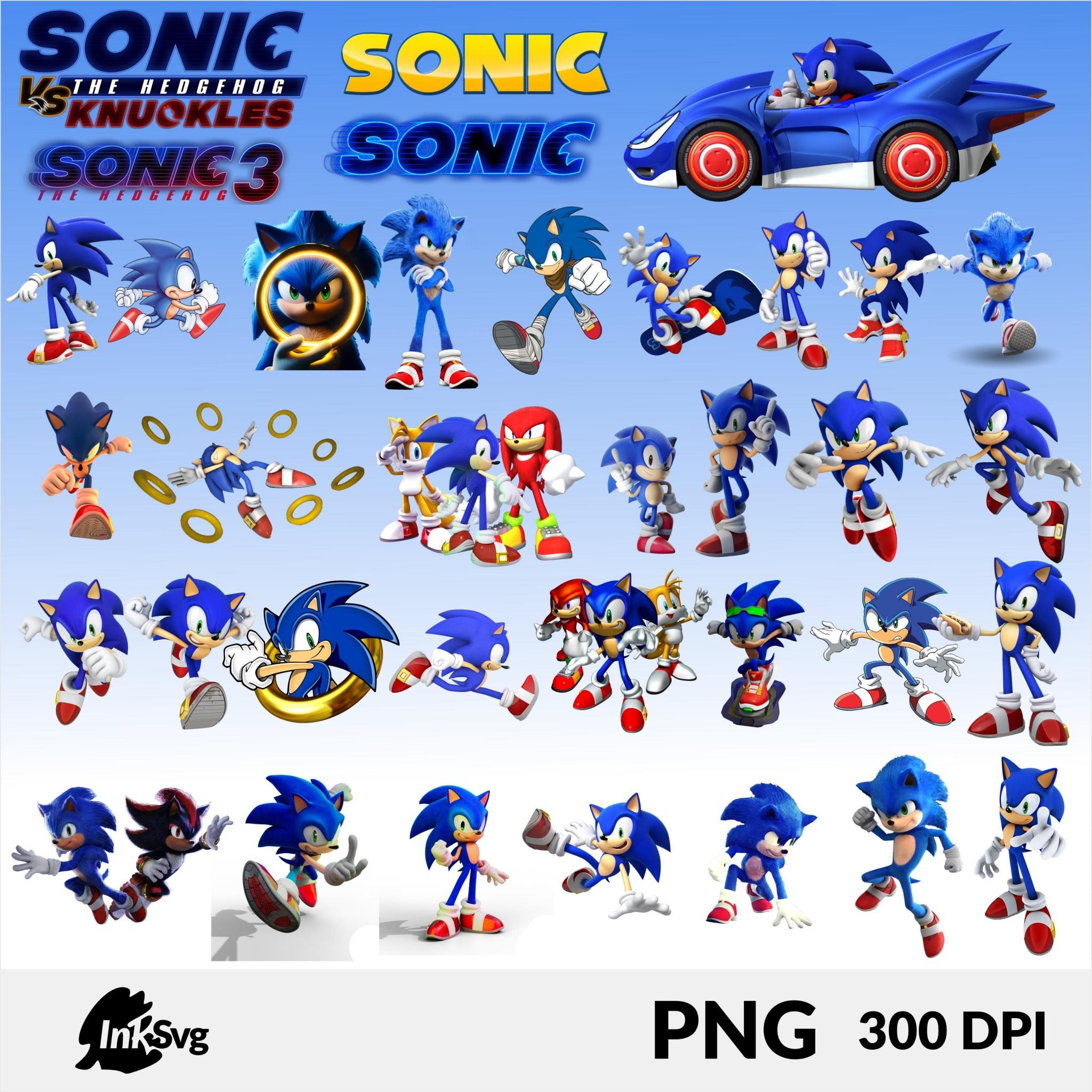 super sonic Hedgehog bundle 460 Png & 146 Svg, Sonic and shadow font and All Characters, Fonts, papers, stickers, birthday Digital Download.