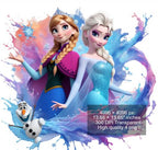 8 PNG Elsa and Anna Frozen Splash and Watercolor Digital design PNG file for sublimation – High Resolution -Instant Digital PNG Download