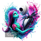 8 PNG Jack and Sally Splash and Watercolor Digital design PNG file for sublimation – High Resolution -Instant Digital PNG Download