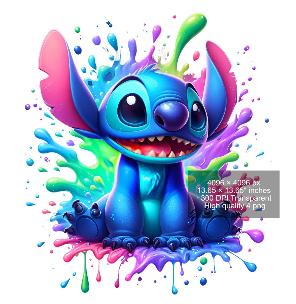 8 PNG Stitch Splash and Watercolor Digital design PNG file for sublimation – High Resolution -Instant Digital PNG Download