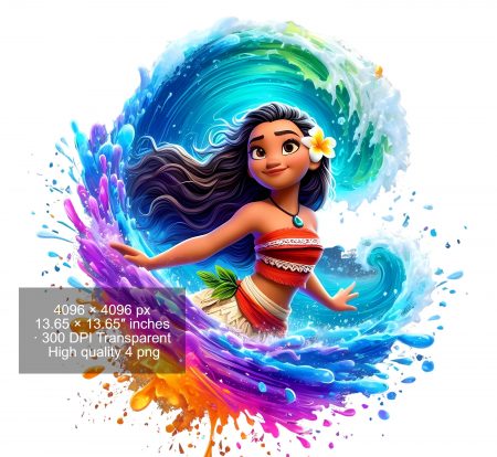 8 PNG Moana Splash and Watercolor Digital design PNG file for sublimation – High Resolution -Instant Digital PNG Download
