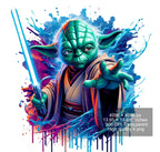 9 PNG Star Wars Yoda Splash and Watercolor Digital design PNG file for sublimation – High Resolution – Instant Digital PNG Download