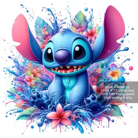 8 PNG Stitch Splash and Watercolor Digital design PNG file for sublimation – High Resolution -Instant Digital PNG Download