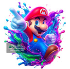 8 PNG Super Mario Splash and Watercolor Digital design PNG file for sublimation – High Resolution -Instant Digital PNG Download