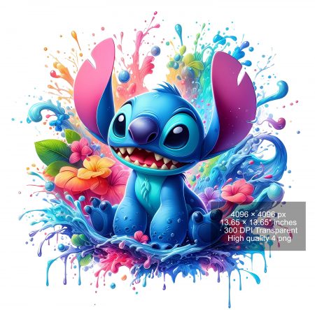 8 PNG Stitch Splash and Watercolor Digital design PNG file for sublimation – High Resolution -Instant Digital PNG Download