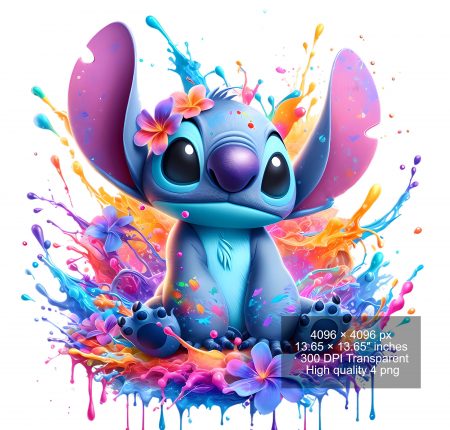 8 PNG Stitch Splash and Watercolor Digital design PNG file for sublimation – High Resolution -Instant Digital PNG Download