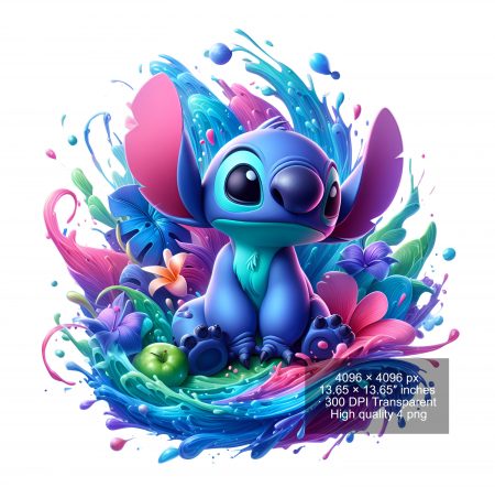 8 PNG Stitch Splash and Watercolor Digital design PNG file for sublimation – High Resolution -Instant Digital PNG Download