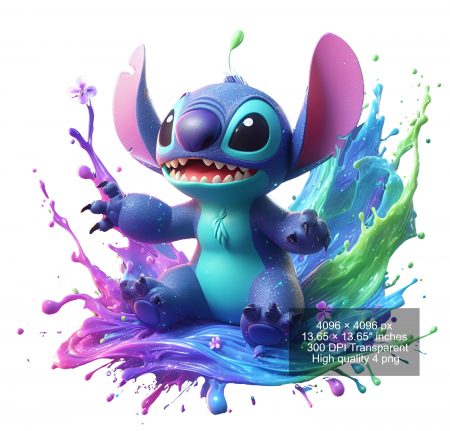 8 PNG Stitch Splash and Watercolor Digital design PNG file for sublimation – High Resolution -Instant Digital PNG Download