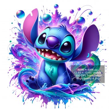 16 PNG Stitch Splash and Watercolor Digital design PNG file for sublimation – High Resolution -Instant Digital PNG Download