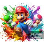 12 PNG Super Mario Splash and Watercolor Digital design PNG file for sublimation – High Resolution -Instant Digital PNG Download