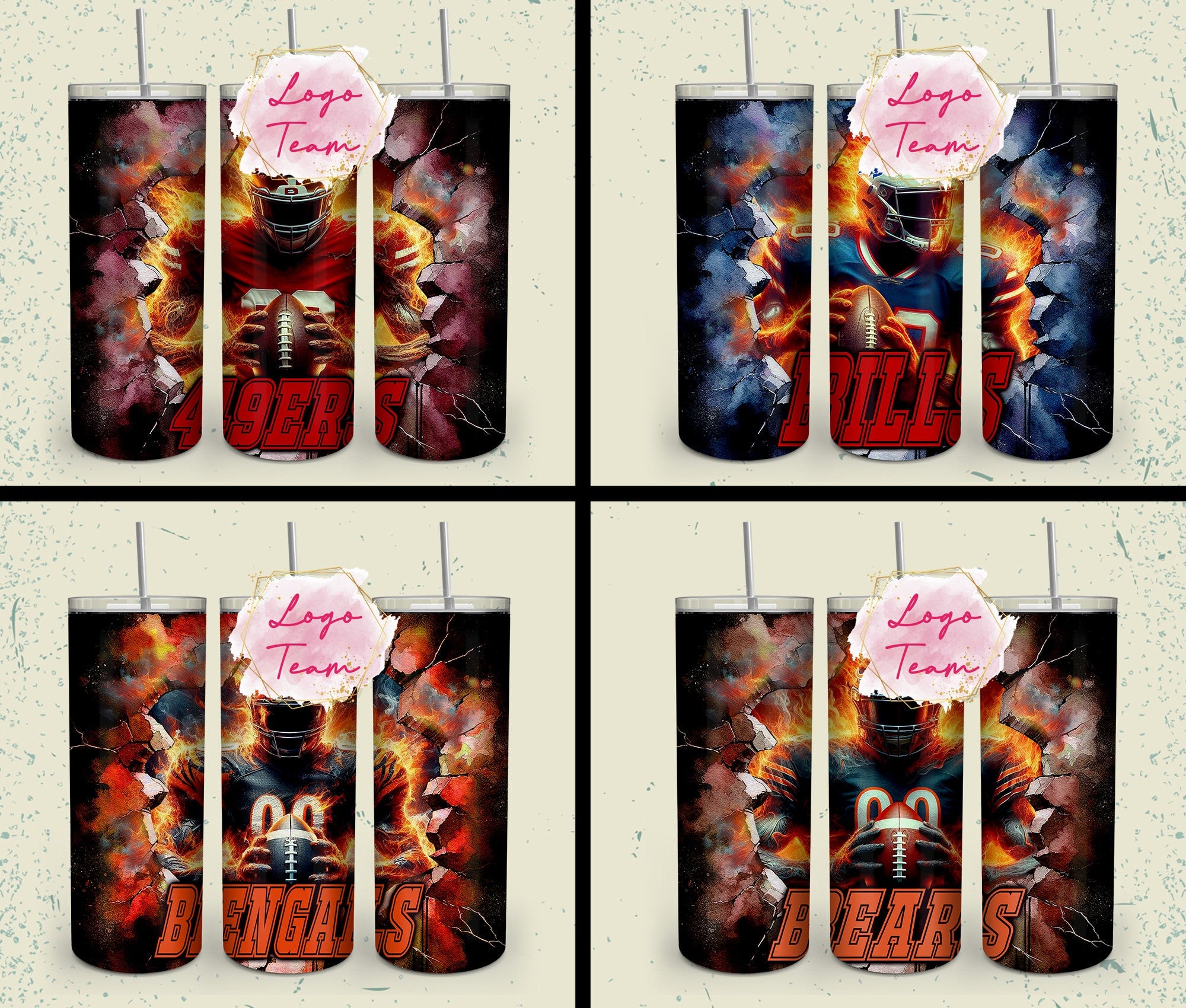 32 Team American Football Tumbler PNG Sublimation Designs, Football Mascot 20oz Skinny Tumbler Wrap PNG, Football Png Digital Download, NFL Tumbler
