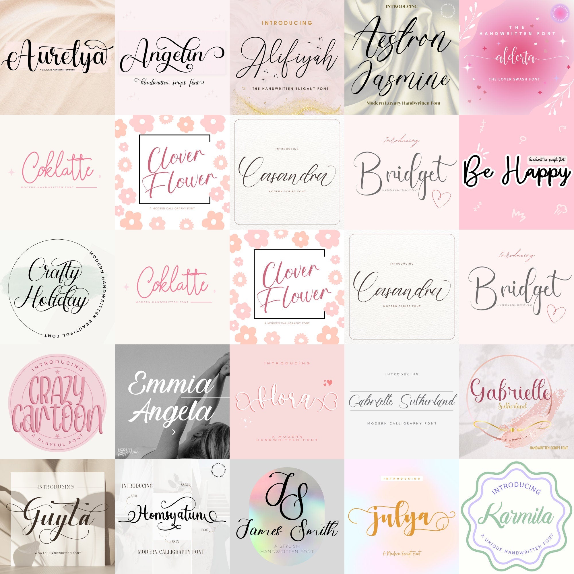 The Ultimate 50 Handwritten Fonts – Font Bundle, Heart font, Cricut, Canva Font, Script Font, Digital Fonts, Procreate Fonts, Crafting font