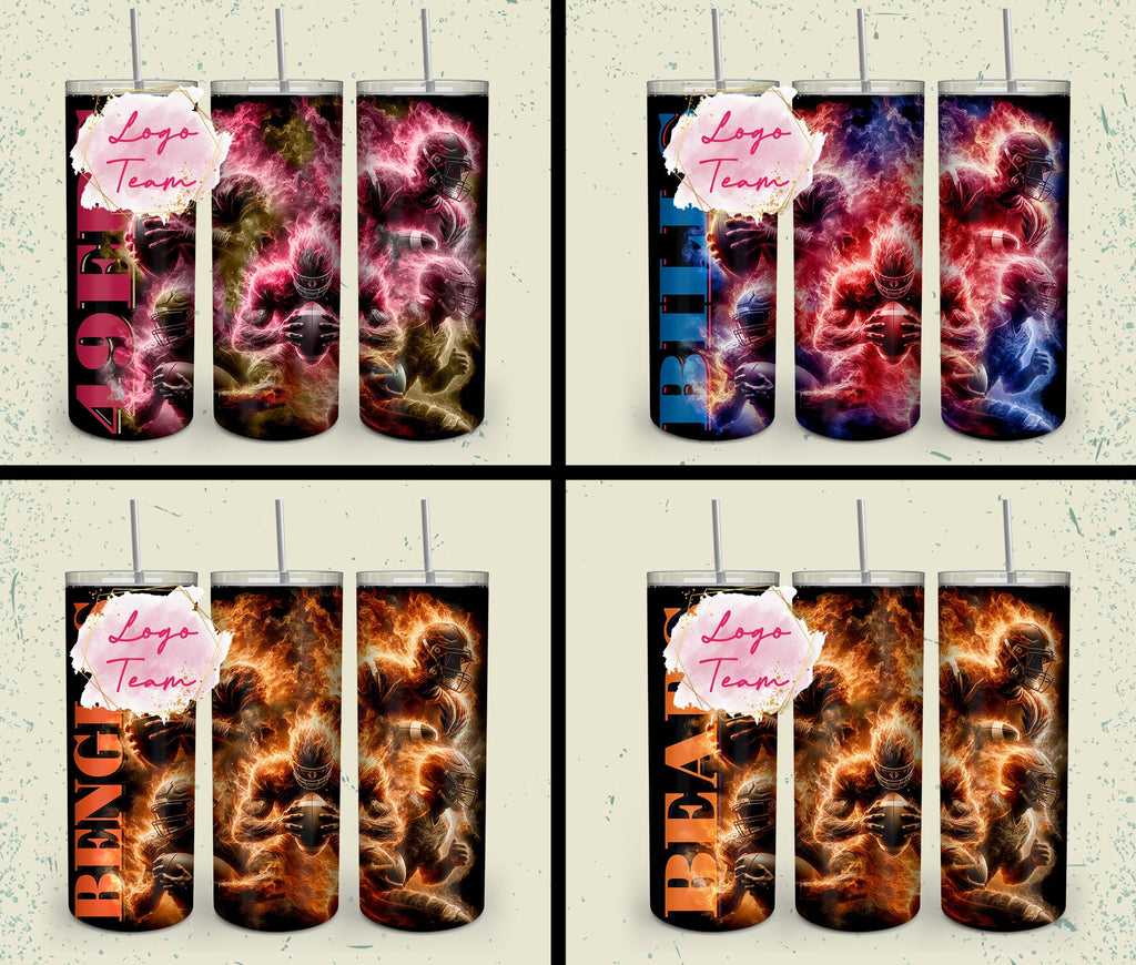32 Team American Football Tumbler PNG Sublimation Designs, Football Mascot 20oz Skinny Tumbler Wrap PNG, Football Png Digital Download, NFL Tumbler