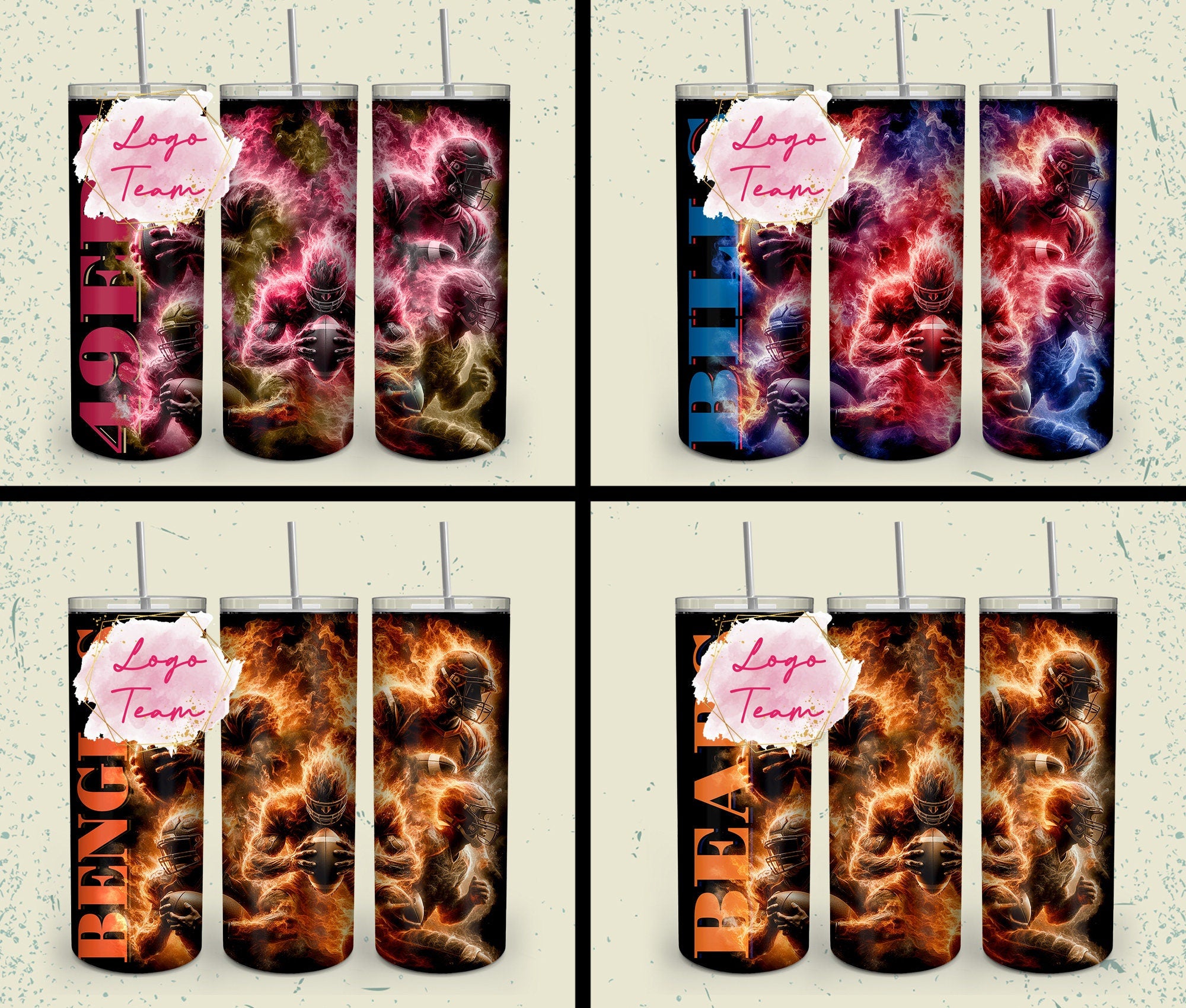 32 Team American Football Tumbler PNG Sublimation Designs, Football Mascot 20oz Skinny Tumbler Wrap PNG, Football Png Digital Download, NFL Tumbler