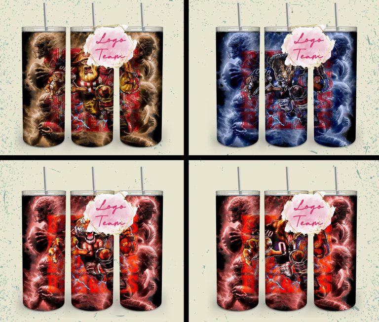 32 Team American Football Tumbler PNG Sublimation Designs, Football Mascot 20oz Skinny Tumbler Wrap PNG, Football Png Digital Download, NFL Tumbler