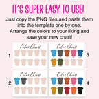 Editable Color Chart Bella Canvas 3001 169 PNG Transparent Files + 24 JPEG Templates Unisex Style Men Women T-shirt Mockup Custom Chart