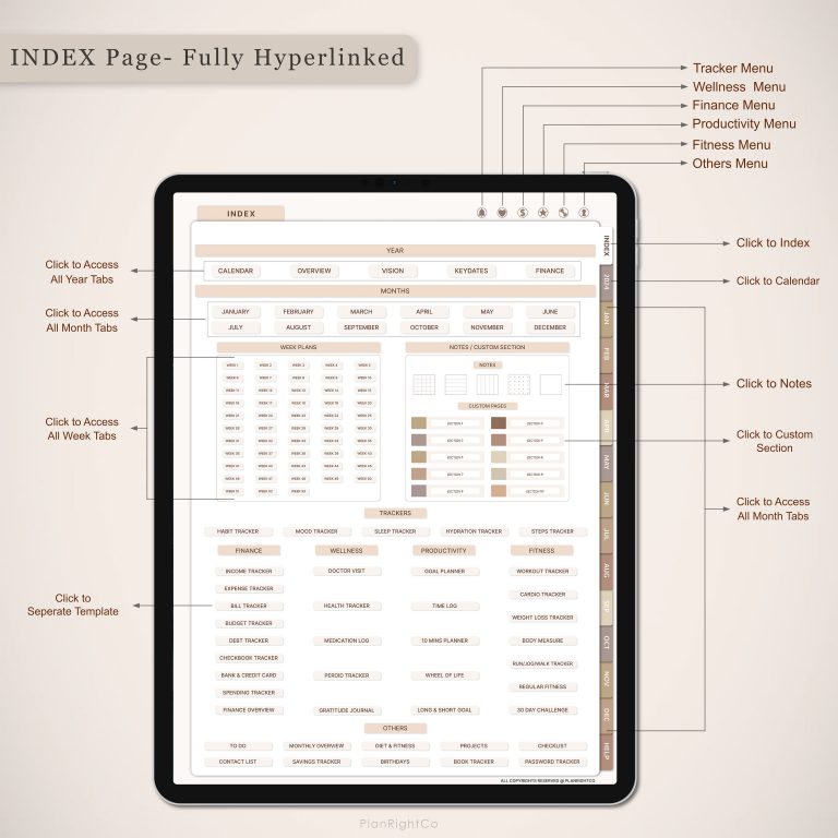 Digital Planner – GoodNotes, iPad, Notability | Daily, Weekly, Monthly | 2024-2025 | Undated | Digital Planner 2024 2025 Undated iPad