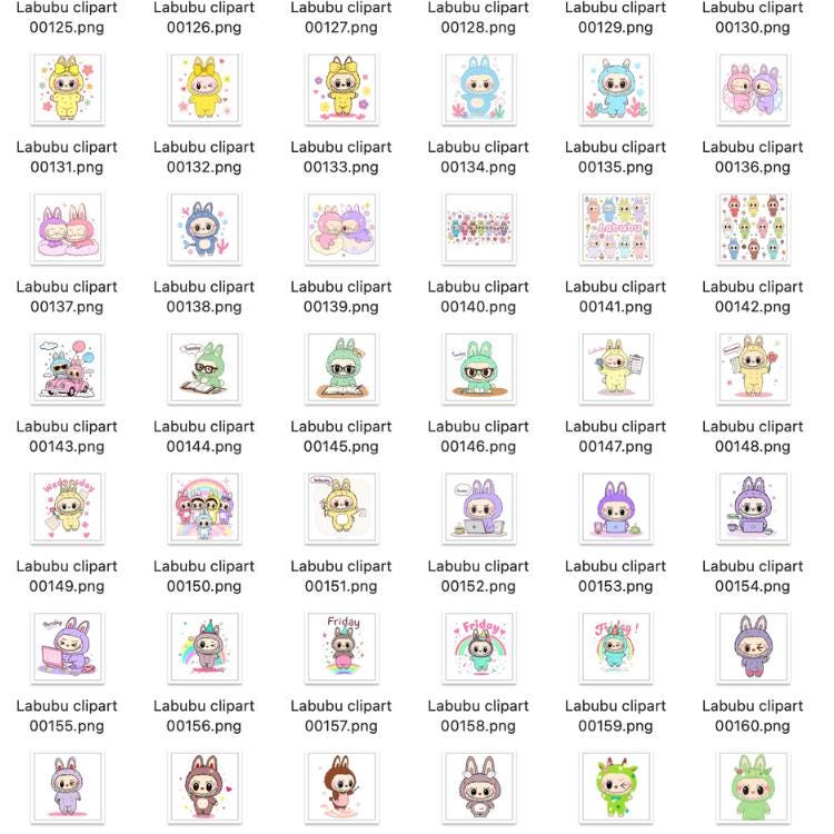 Labubu 1000+ PNG SVG Mega Bundle – Cute Character Clipart, Digital Download, Sublimation Files, Stickers, Tumbler Wraps, Kawaii Art