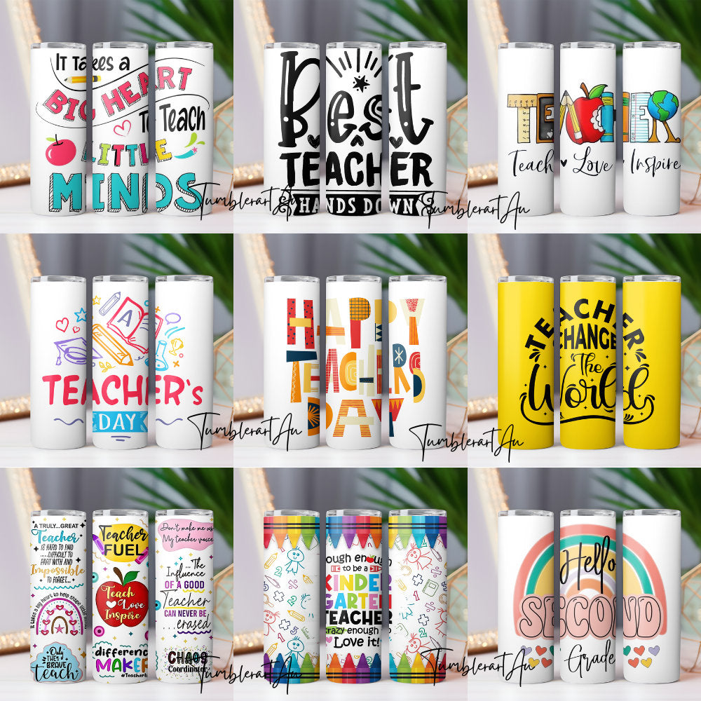 200+ Teacher Life Tumbler Wrap bundle Back To School Teacher Nutrition Facts 20oz, Messy Bun Teacher Inspire Affirmation Teachers On the Go