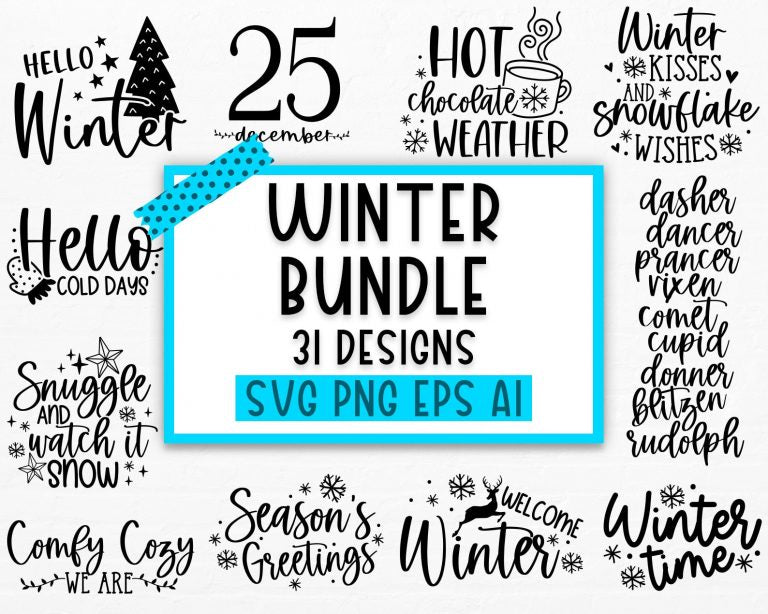 Winter SVG Bundle, Christmas Svg, Winter svg, Santa svg, Christmas Quote svg, Funny Quotes Svg, Snowman SVG, Holiday SVG, Winter Quote Svg