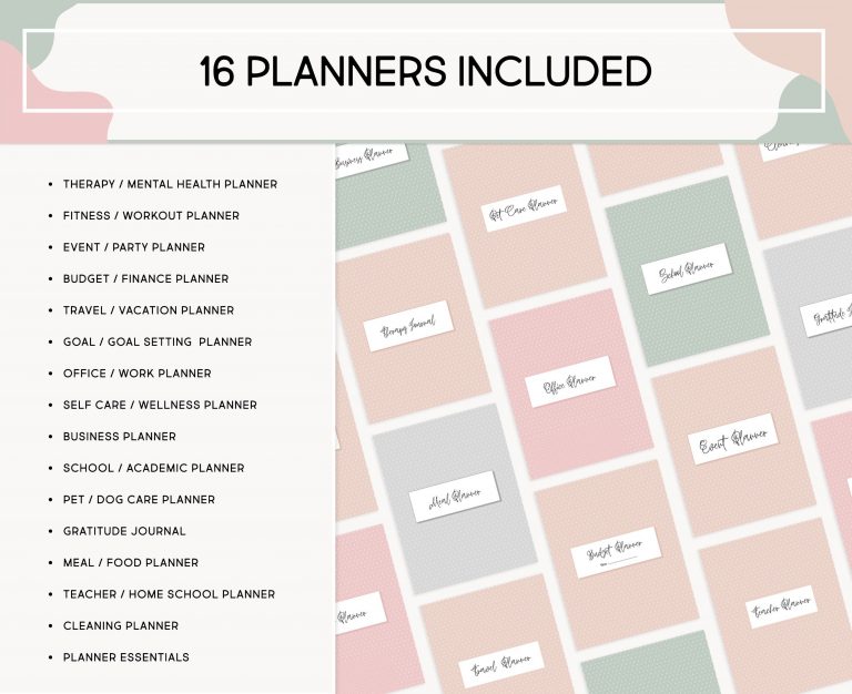 Ultimate Planner Bundle for Adults, Printable ADHD Productivity Workbook, Daily Yearly Life Everything Organizer Household Binder Templates