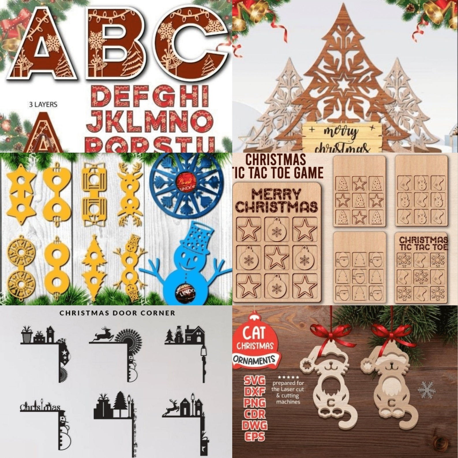 Christmas Laser Cut Mega Bundle CNC Files Engraving Laser Cut SVG Christmas Ornament Template