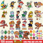 150+ Paw Patrol Svg Bundle Designs and 3D Alphabet, Layered Items, Clipart, Svg for Cricut, Layered Vector Cut File. Digital Files,