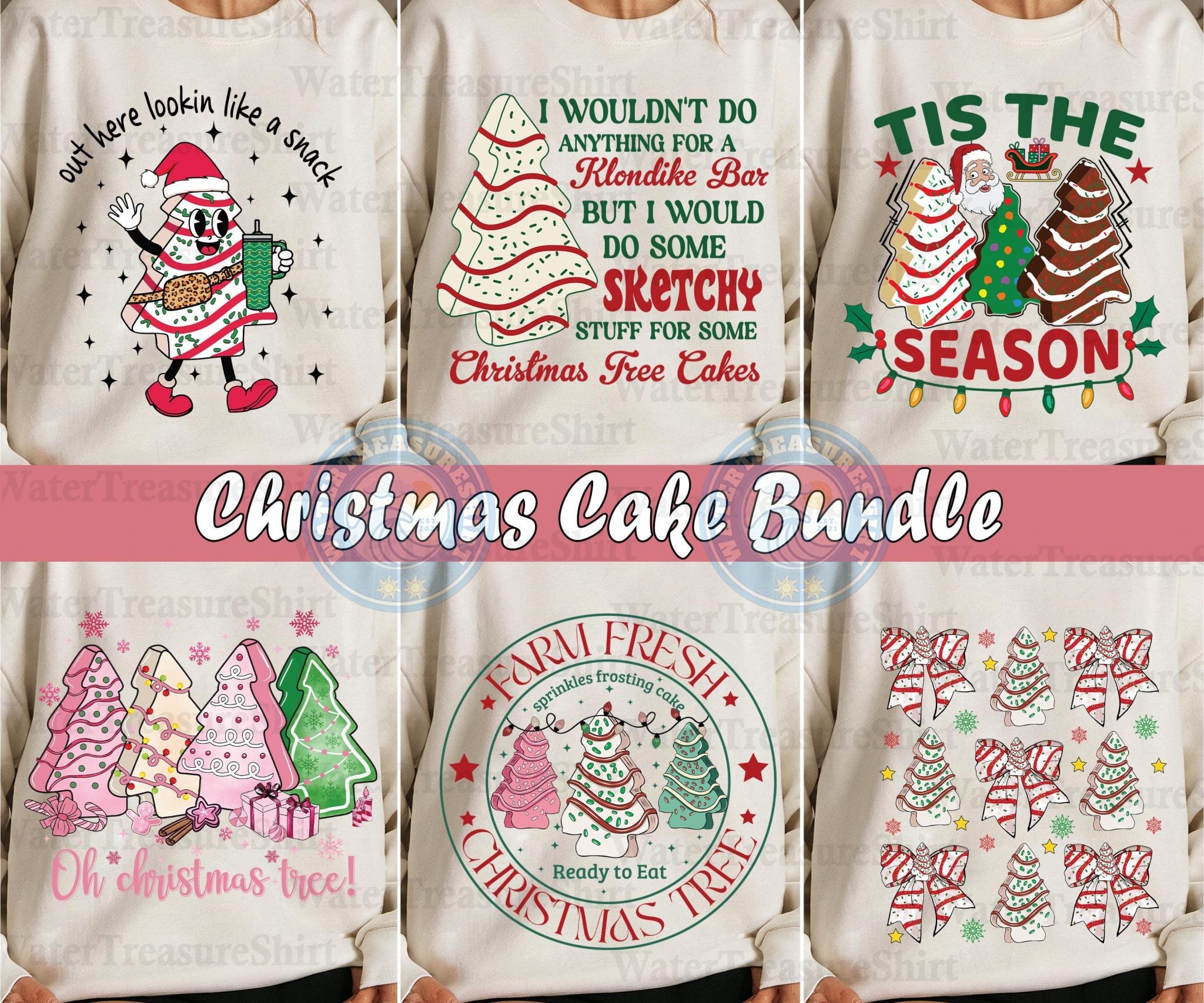 Bundle Farm Fresh Christmas Tree PNG, Tree Cake Bow Png, Tis The Season Tree Png, Funny Christmas Cake Png, Xmas Holiday, Cute Christmas Png